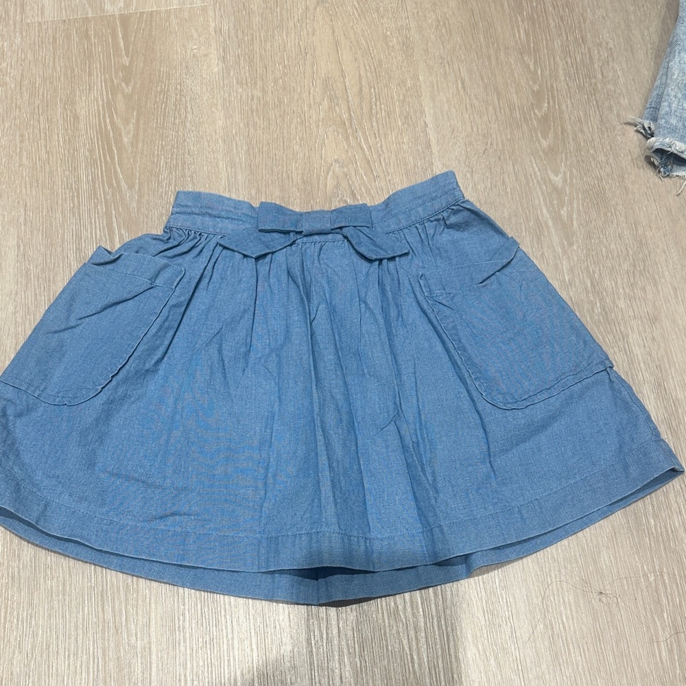 Crewcuts Chambray Blue Pocket Skirt with Waist Bow